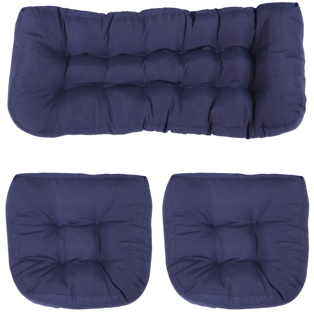 Sunnydaze Indoor/Outdoor Olefin 3-Piece Tufted Settee Cushion Set - Blue